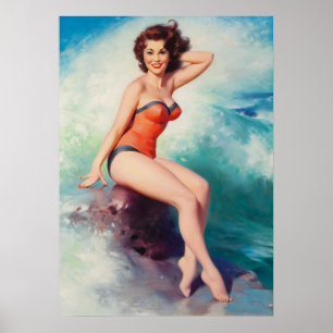 Poster Poser sur la broche à côté de l'art du Surf