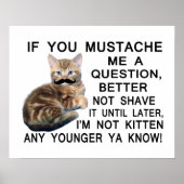 Poster Poser Une Question Au Kitten Avec Une Moustache (Devant)
