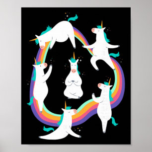 Poster Poses de salutation au soleil de yoga licorne mème
