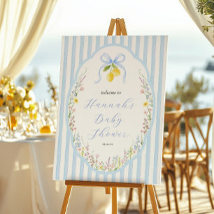 Poster Posey Bienvenue Fleur des Champs Bleu Baby Shower