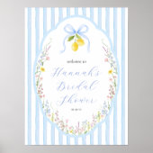 Poster Posey Wildflower Bleu Ruban de Bienvenue Mariage (Devant)