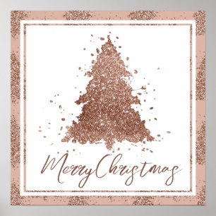 Poster Posh Joyeux Noël   Glam Rose Gold Blush Tree