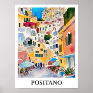 Poster Positano Italie Art Watercolor Travel