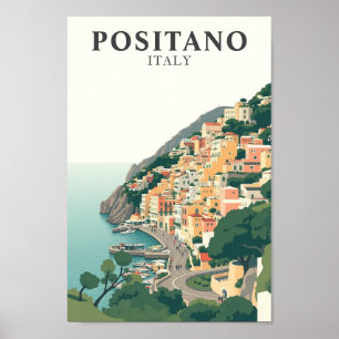Poster Positano, Italie Ville Vintage