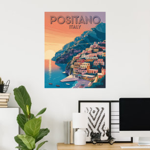 Poster Positano Italie Voyage Rétro