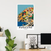 Poster Positano Italy Mediterranean Vintage Travel Art (Bureau à domicile)