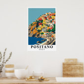 Poster Positano Italy Mediterranean Vintage Travel Art (Cuisine)