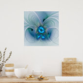 Poster Position, Abstrait bleu turquoise fractal (Cuisine)