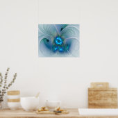 Poster Position, Abstrait bleu turquoise fractal (Cuisine)