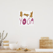 Poster Positions de yoga d'ours drôle (Cuisine)