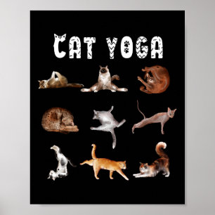 Poster Positions de yoga pour amateurs de chats drôles de