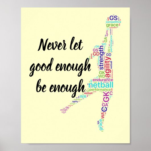 Poster Positions des joueurs et devis de netball motivati (Devant)