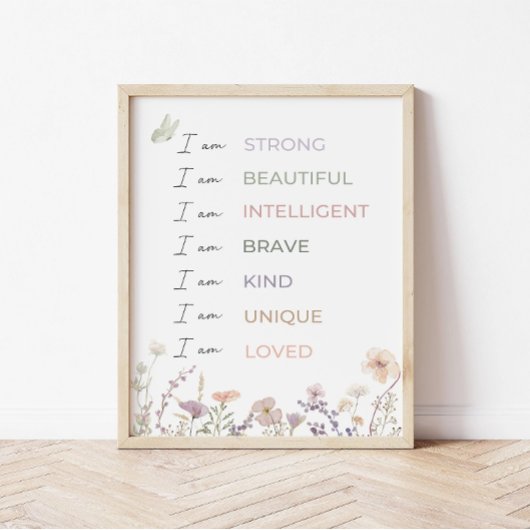 Poster Positive Affirmations Print: Wildflower Wall Art 