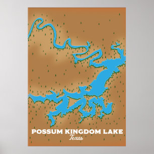 Poster Possum Kingdom Texas map