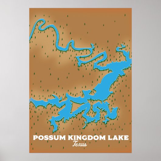 Poster Possum Kingdom Texas map (Devant)