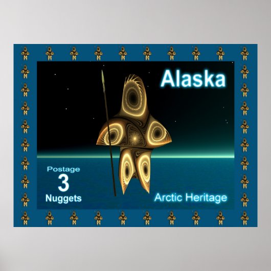Poster Postage en Alaska - Chasseur inuit fragile (Devant)