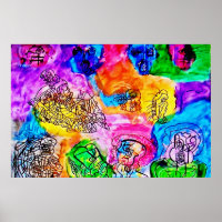 POSTE D'ART EN MATIÈRE ART ABSTRAIT COLORÉ 36" x 2