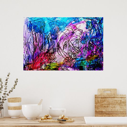 Poster POSTE D'ART EN MATIÈRE ART ABSTRAIT DE 36" x 24" C (Cuisine)