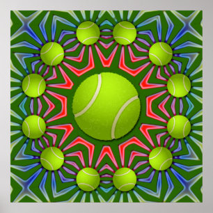 POSTER POSTE DE BALL RETRO TENNIS