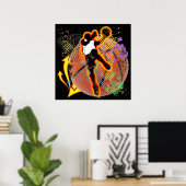 POSTER POSTE DE BASKET DE RÉTRO (Bureau à domicile)
