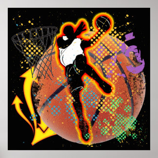 POSTER POSTE DE BASKET DE RÉTRO