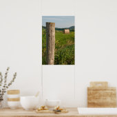 Poster Poste de clôture agricole rurale et Hay Bales (Cuisine)