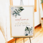 Poster Poste de Fête des mariées Pampas Palm Tropical Ros<br><div class="desc">Ce panneau d'accueil pour la douche nuptiale comprend des pampas roses,  des feuilles de palmiers tropicaux et une police de caractères manuscrite amusante. Ce poster de douche nuptiale est parfait pour votre événement de plage ou de douche nuptiale à thème tropical.</div>