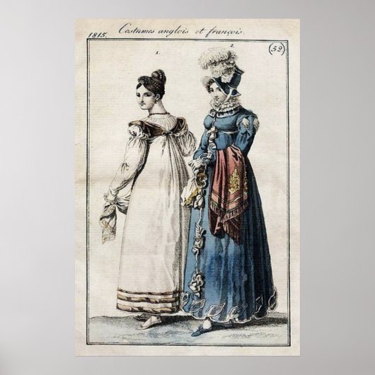 POSTER POSTE DE MODE - 1815 MODE FRANÇAIS ET ANGLAIS (Devant)
