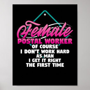 Poster Poste Femme Carrier Travailler Postal Comme