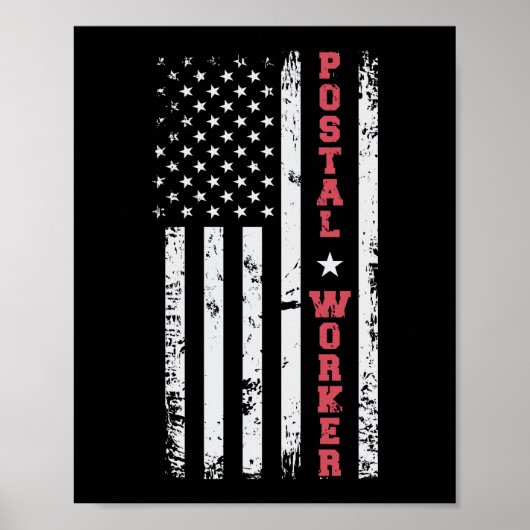 Poster Poste Patriotique Postal Worker American Drapeau (Devant)