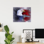 Poster Poster/American Bald Eagle et drapeau (Bureau à domicile)