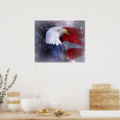Poster Poster/American Bald Eagle et drapeau (Cuisine)