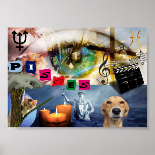 Poster Póster Apaisado Regalo Signo Zodíaco Piscis