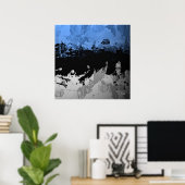 Poster Póster bleu foncé et gris Abstrait (Bureau à domicile)