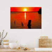 Poster Poster, Coucher de soleil rouge (Cuisine)