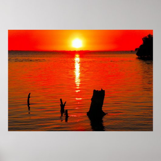 Poster Poster, Coucher de soleil rouge (Devant)