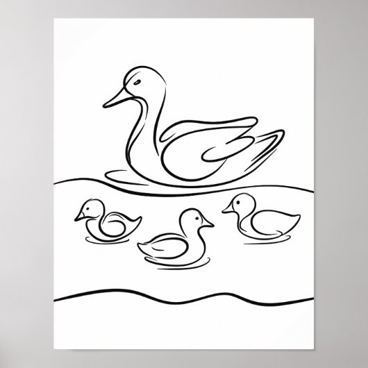 Poster "Poster d'art de la ligne Canard et Canards | Irla (Devant)