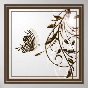 Poster Poster-Floral & Papillons