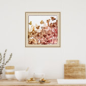 Poster Poster-Floral & Papillons (Cuisine)