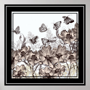 Poster Poster-Floral & Papillons