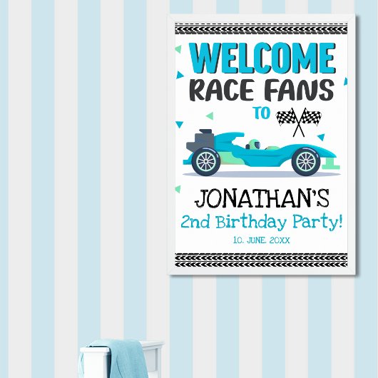 Poster Póster Fun 2nd Birthday Race Car Driver