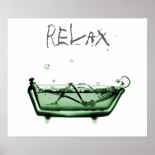 Poster Poster- Green Relax X-Ray Skeleton Temps de bain (Devant)