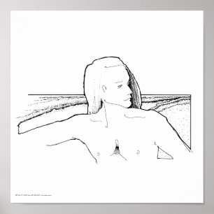 Poster Poster/Impression : "Homme aux cheveux longs/Paysa