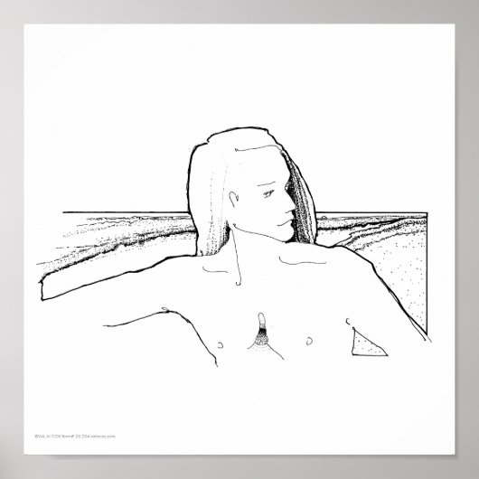 Poster Poster/Impression : "Homme aux cheveux longs/Paysa (Devant)