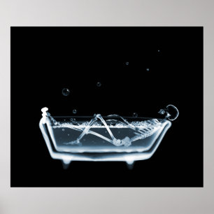 Poster Poster/Imprimer X-Ray Skeleton Bain noir bleu