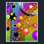 Poster Poster, Imprimés - GRAND BANG NOIR TROUS POP ART<br><div class="desc">Illustration Cosmic BIG BANG Pop Art avec des planètes explosées,  des étoiles et des trous noirs. J'ai utilisé ce graphique sur mon Pop Art Skulls pour Halloween ! N'hésitez pas à insérer une photo préférée et à la personnaliser !</div>