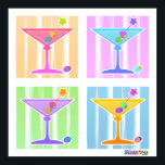 Poster Poster, Imprimés - Retro Pop Art Martinis<br><div class="desc">Four Fun,  Colorful Pop Art Martinis contre un pastel de style art des années cinquante dans un quad classique pop art. Profitez des fonctionnalités de personnalisation pour personnaliser votre achat avec du texte ou des photos de votre choix !</div>