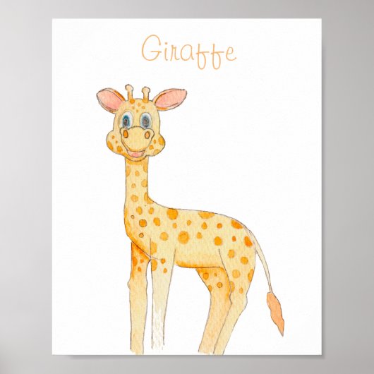 Poster Póster INFANTIL JIRAFA acuarela para cuarto niños (Devant)
