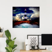 Poster Poster/Phare avec Vagues (Bureau à domicile)
