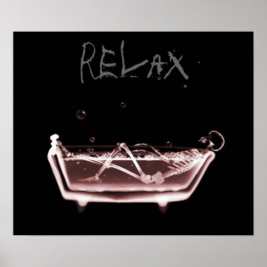 Poster Poster- Red Relax X-Ray Skeleton Temps de bain (Devant)